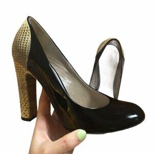 Chloe Patent Leather Snakeskin Platform Pumps Size 5.5